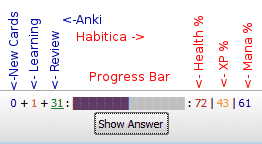 Anki Habitica : signification des indicateurs de la barre de progression